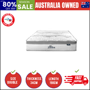 Double Mattress Euro Top Bed Mattress Pocket Spring Medium Firm 34cm 7Zone