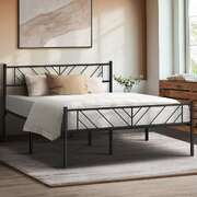 Metal Bed Frame Double Size Bed Base Platform Black SIS