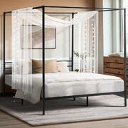 Metal Canopy Bed Frame Double Size Platform