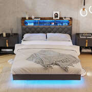 Queen Bed Frame With LED Headboard 219x154x109.5cm