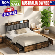 Metal Bed Frame Storage Headboard 220x157.5x104.5cm