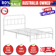 Bed Frame Metal King Single Bed Platform White