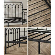 Metal Daybed Frame Single Size Sofa Bed Steel Slat Black