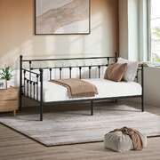 Metal Daybed Frame Single Size Steel Slat Sofa Bed Black