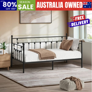 Metal Daybed Frame Single Size Steel Slat Sofa Bed Black