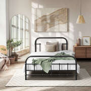 King Single Metal Bed Frame Black Vintage | EXTG