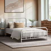 King Single Metal Bed Frame White Vintage | EXTG