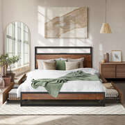 King Bed Frame LED Headboard Storage Drawers | EXTG