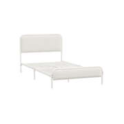 Metal Bed Frame King Single Size Bedhead Boucle Fabric Beige