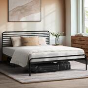 Double Metal Bed Frame Railing-style Black