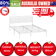 Metal Bed Frame Double Size Platform White