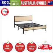 Metal Bed Frame Double Size Beds Base Platform Rattan