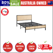 Metal Bed Frame King Single Size Beds Base Platform Rattan