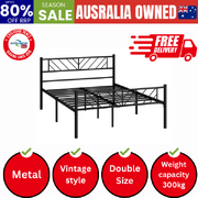Metal Bed Frame Double Size Bed Base Platform Black SIS