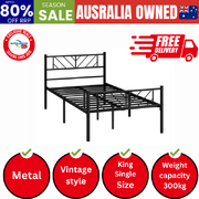 Metal Bed Frame King Single Bed Base Platform Black SIS
