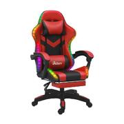 LED Gaming Chair, Massage & 135° Recline, PU Leather, Height Adjustable, 160kg (Black&Red)