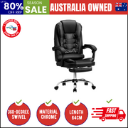 Massage Office Chair PU Leather with Footrest Black