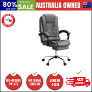 Massage Office Chair PU Leather with Footrest Grey