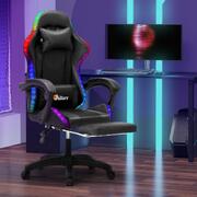 Gaming Chair 7 RGB LED 8 Points Massage Black
