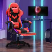 Gaming Chair 7 RGB LED 8 Points Massage Black & Red