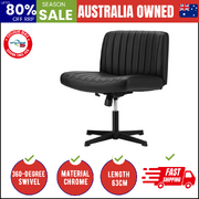 Mid Back Armless Office Desk Chair Wide Seat PU Leather Black