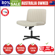 Mid Back Office Chair Wide Seat PU Leather Beige