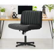 Mid Back Armless Office Chair PU Leather Black