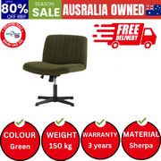 Mid Back Armless Office Chair Wide Seat Sherpa Green