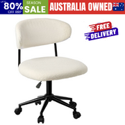 Armless Office Chair Mid Back Wide Swivel Desk Chair White Upholstery