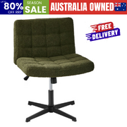 Mid Back Armless Office Chair Wide Boucle Green Desk Chair Home Office Seating