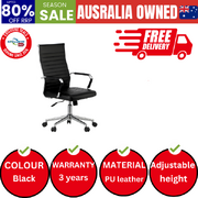 Swivel Office Chair High Back Leather Black