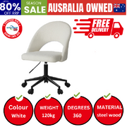 High Back Hollow Armless Home Office Chair Boucle White&Black