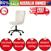 High Back Armless Home Office Chair Boucle White&Black