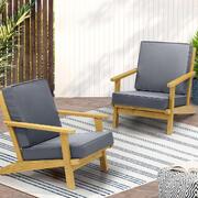 2x Outdoor Armchair Furniture Sun Lounge Wooden Chairs Patio Garden Sofa