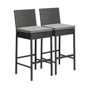 Outdoor Rattan Bar Stools Patio Dinning Chairs Cafe Garden Furniture 2X