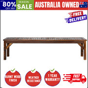 Garden Bench Wood Patio 190cm Slatted Seat Outdoor