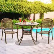 3 Piece Outdoor Dining Chairs Bistro Set Cast Aluminium Patio Furniture