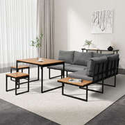 6 Seater Outdoor Dining Sofa Set Lounge Furniture Grey