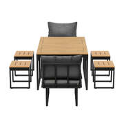 6 Seater Outdoor Dining Set Sofa Lounge Patio Ottoman Grey