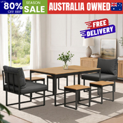 6 Seater Outdoor Dining Set Sofa Lounge Patio Ottoman Grey