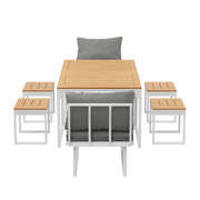 6 Seater Outdoor Dining Set Sofa Lounge Patio Ottoman White