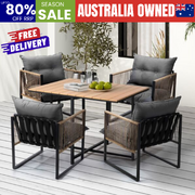 4 Seater Outdoor Dining Set with Wood-Plastic Sintered Stone Table Garden
