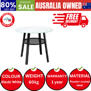 Outdoor Dining Table w/ Storage Shelf Patio Furniture Black 90cm