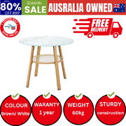 Outdoor Dining Table w/ Storage Shelf Patio Furniture Brown 90cm