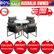 Outdoor Patio Set Furniture 4 Seater Bistro Setting Table w/Storage Shelf