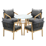 5PCS Outdoor Dining Setting Patio Furniture Set 90cm Table Lounge Chairs