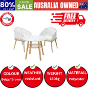 Outdoor Dining Set Table Lounge Chairs Patio Furniture Setting 3 Piece
