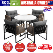 4 Seater Outdoor Dining Set with Sintered Stone Table for Garden Balcony