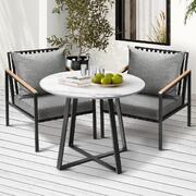 3PCS Outdoor Dining Setting Table Sofa Chairs Patio Furniture Bistro Set