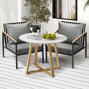3 Piece Outdoor Dining Setting Sintered Stone Table Patio Furniture Set